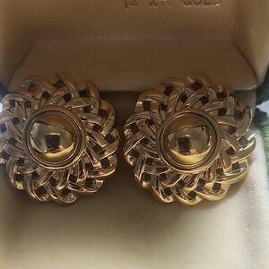 GIVENCHY PARIS NEW YORK Classic Gold-Tone Woven Clip-On Earrings - Women Jewelry